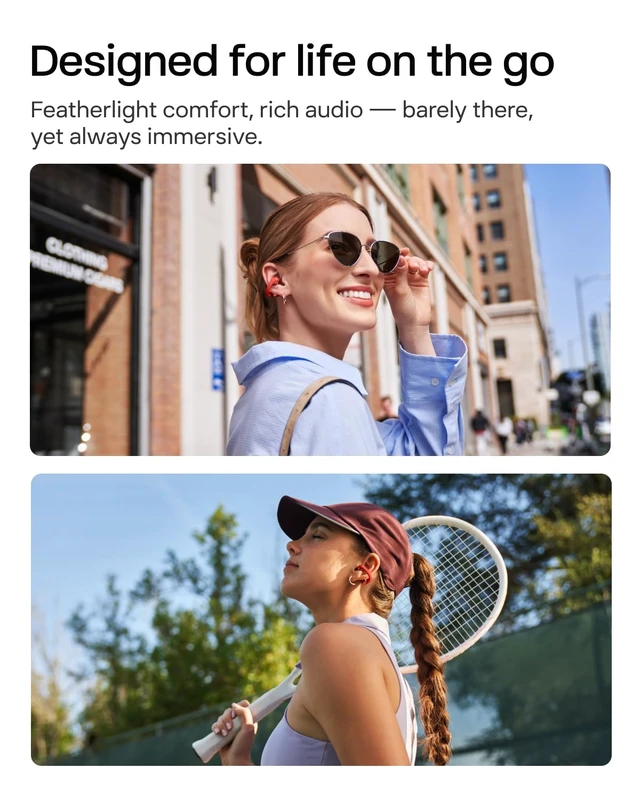 Alt view image 4 of 7 - OpenDots ONE Open-Ear Clip-On Bluetooth Earbuds, Red, Dolby Audio Clip-on design; Open ear awareness; Lightweight secure fit; Dolby Audio; 40H listening; Travel/Commuting/Yoga