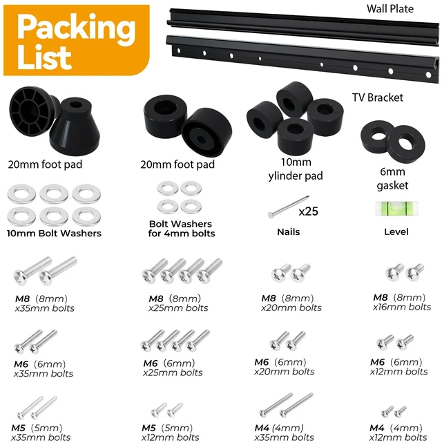 Alt view image 7 of 7 - No Stud TV Wall Mount for 12-55 inch TVs, No Drill TV Mount Studless TV Mount up to 100 lbs, Low Profile, Easy to Install for Bedroom Living Room, Includes Level & Mounting Hardware