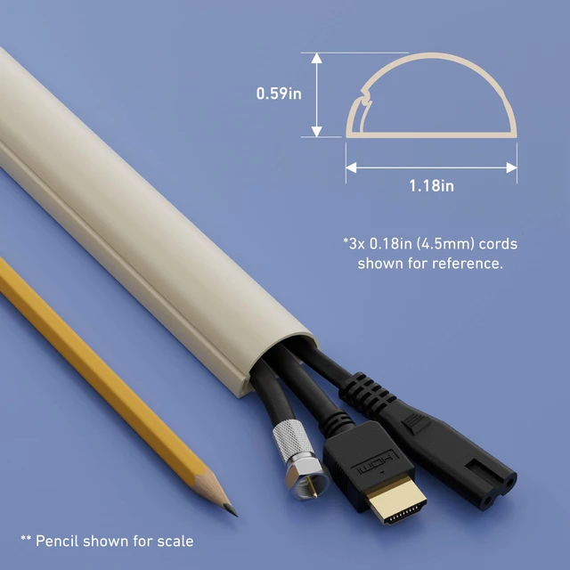 Alt view image 4 of 7 - 157in Cord Cover Kit, Self-Adhesive Wire Hiders, Paintable Cable Raceway to Hide Wires on Wall, Electrical Cable Management - 10x 15.7 Lengths & 19 Accessories - 1.18" (W) x 0.59" (H) - Beige