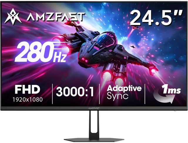 Main image of 24.5 Inch 280Hz/240Hz Gaming Monitor FHD 1080p Monitor, 1ms Adaptive Sync, 3000:1, 126% sRGB, 93% DCI-P3, TÜV Rheinland Eye Care, HDMI 2.0 x 2 & DP 1.4 x 2, AMZG25X1 Pro