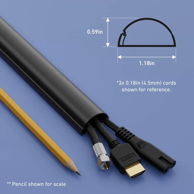 Alt view image 4 of 7 - 157in Cord Cover Kit, Self-Adhesive Wire Hiders, Cable Raceway to Hide Wires on Wall, Electrical Cable Management - 10x 15.7 Lengths & 19 Accessories - 1.18" (W) x 0.59" (H) - Black