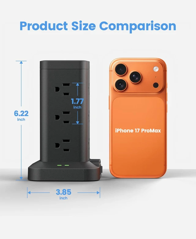 Alt view image 2 of 7 - 6ft Long Extension Cord, Flat Plug Surge Protector Power Strip with USB-C Charging Station with 12 Outlets & 3 USB (1 PD20W USB C) Outlet Extender for Home Office College Dorm Room Essentials