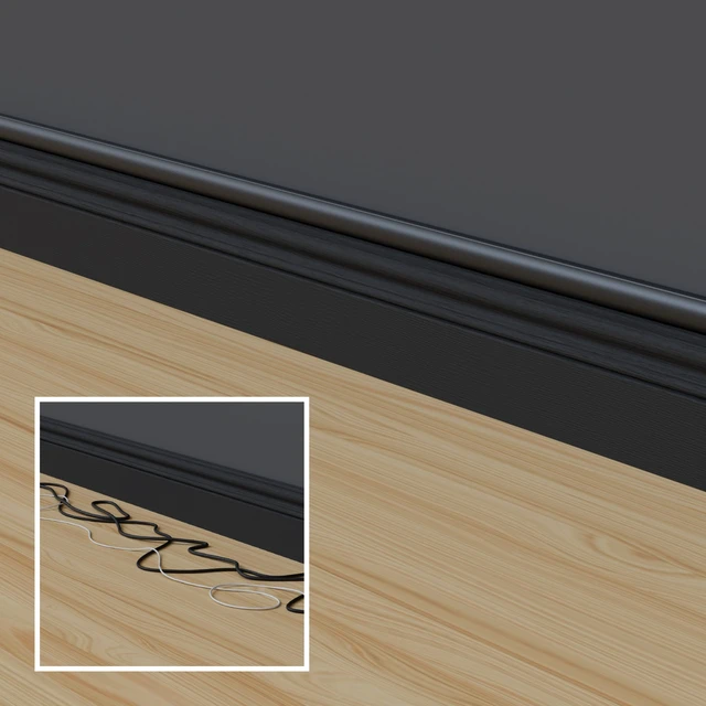 Alt view image 6 of 7 - 157in Cord Cover Kit, Self-Adhesive Wire Hiders, Cable Raceway to Hide Wires on Wall, Electrical Cable Management - 10x 15.7 Lengths & 19 Accessories - 1.18" (W) x 0.59" (H) - Black