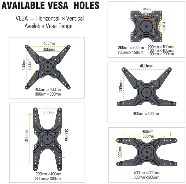 Alt view image 7 of 7 - 48" Long Arm Rotating TV Wall Mount w/Power Strip 26-65TV by Portrait Vertical 180° Rotating Heavy Duty TV Wall Mount w/ Power Outlet, VESA 400x400mm, Holds 110 lbs, 16'' Wood Stud Walls