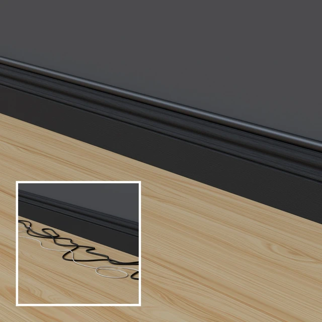 Alt view image 5 of 7 - 157in Cord Hider Kit, Patented Cable Cover, Hide Wires on Wall, Channel for TV Mount Cords, Raceway Wire Hiders, Paintable, Adhesive, Half Round, 10x 0.78in W x 0.39in H x 15.7in L, Black