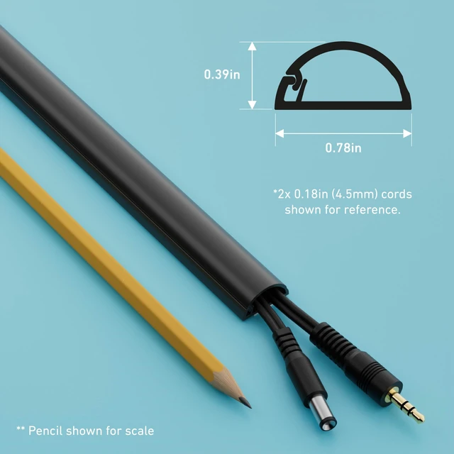 Alt view image 4 of 7 - 157in Cord Hider Kit, Patented Cable Cover, Hide Wires on Wall, Channel for TV Mount Cords, Raceway Wire Hiders, Paintable, Adhesive, Half Round, 10x 0.78in W x 0.39in H x 15.7in L, Black