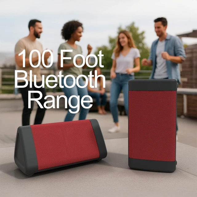 Alt view image 3 of 7 - OontZ Angle 3 Gen 4 Portable Bluetooth Speaker, 12W, 24-Hour Playtime, Red Compact 12W Bluetooth speaker with clear sound,100-ft range, IPX5 waterproof, AUX Input, USB-C Charging Cable