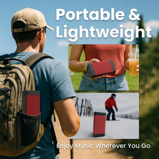 Alt view image 6 of 7 - OontZ Angle 3 Gen 4 Portable Bluetooth Speaker, 12W, 24-Hour Playtime, Red Compact 12W Bluetooth speaker with clear sound,100-ft range, IPX5 waterproof, AUX Input, USB-C Charging Cable