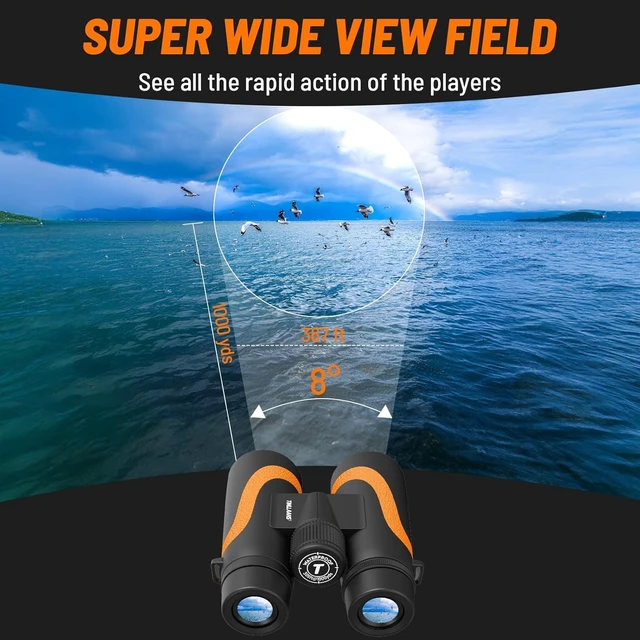 Alt view image 5 of 7 - 15x55 UHD Binoculars for Adults High Powered with Phone Adapter - Large View, BAK4 Prism, Waterproof, Lightweight for Bird Watching, Hunting, Cruise, Travel, Camping (Orange)