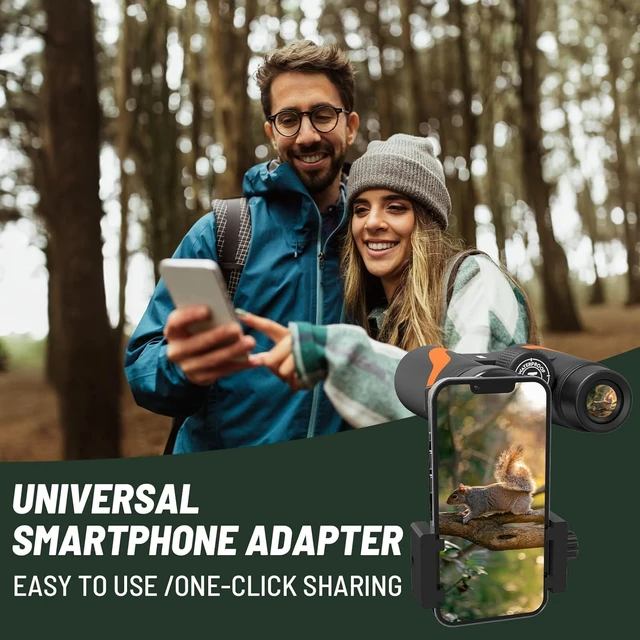 Alt view image 7 of 7 - 15x55 UHD Binoculars for Adults High Powered with Phone Adapter - Large View, BAK4 Prism, Waterproof, Lightweight for Bird Watching, Hunting, Cruise, Travel, Camping (Orange)