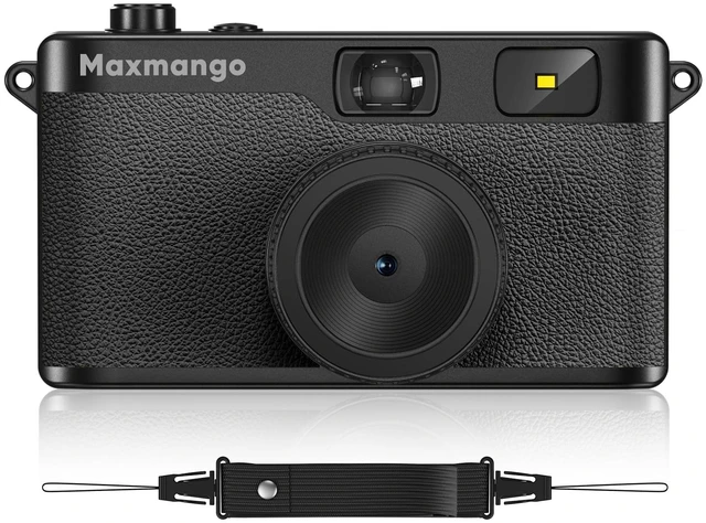 Main image of D53 Vintage Digital Camera - Retro Digital Camera 12MP Screenless Vintage Camera Disposable Camera Replacement Includes 8GB SD Card - Black