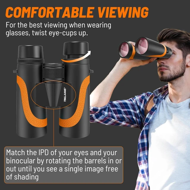 Alt view image 6 of 7 - 15x55 UHD Binoculars for Adults High Powered with Phone Adapter - Large View, BAK4 Prism, Waterproof, Lightweight for Bird Watching, Hunting, Cruise, Travel, Camping (Orange)