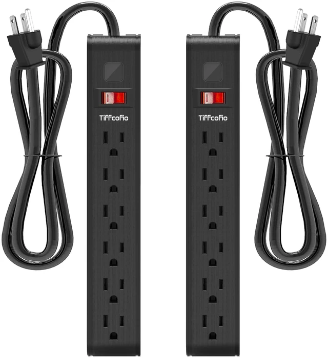 Main image of Power Strip Surge Protector, 6 Feet Extension Cord, 600 Joules Surge Protection, Multiple Protection 6 Outlet Strip, ETL Listed 2 Packs
