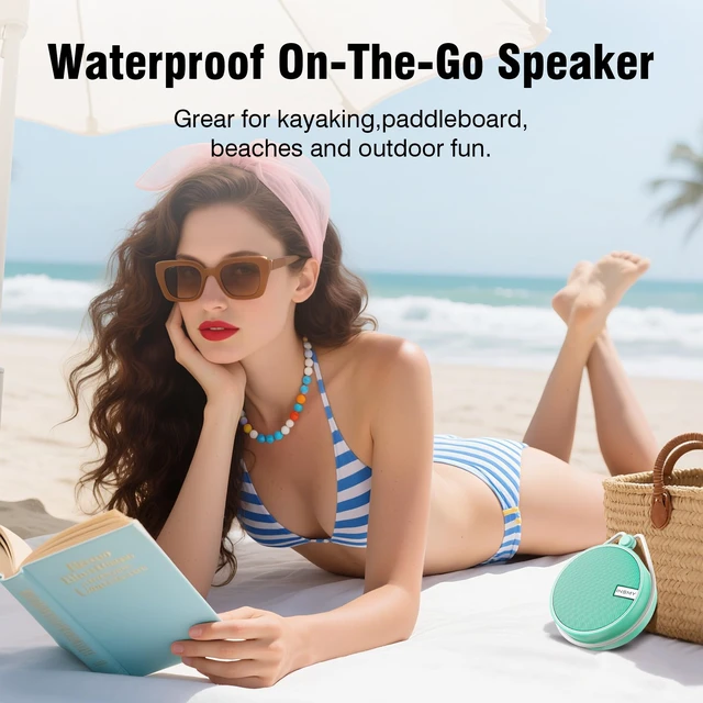 Alt view image 3 of 7 - C12 IP67 Waterproof Shower Bluetooth Speakers Portable Small Speaker Speakers Bluetooth Wireless,Loud Clear Sound,Support TF Card,Suction Cup,for Outdoor Kayak Canoe Beach Gift(Mint)