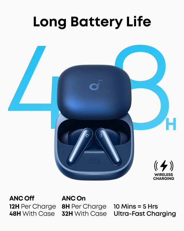 Alt view image 6 of 7 - Liberty 5 by Anker Noise-Cancelling Earbuds with Dolby Audio Stronger voice reduction, real-time adaptive ANC, fast charging, 6-mic AI clear calls, long battery life