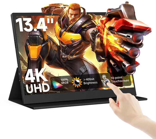 Main image of 4k Portable Monitor Touchscreen, 13.4" 3840x2160 Second Screen 100% sRGB,400cd HDR USB C Ultra Slim IPS Laptop Monitor, for Mac Switch