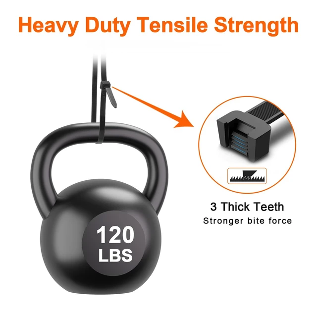 Alt view image 3 of 7 - 24 Inch Black Zip Ties Heavy Duty, 120 LBS Test Large Cable Ties, 100 Pack Adjustable Self-Locking,0.3" Extra Width, UV-Resistant, UL Listed, Durable Nylon Wire Tie, Indoor Outdoor Use,Patented Design