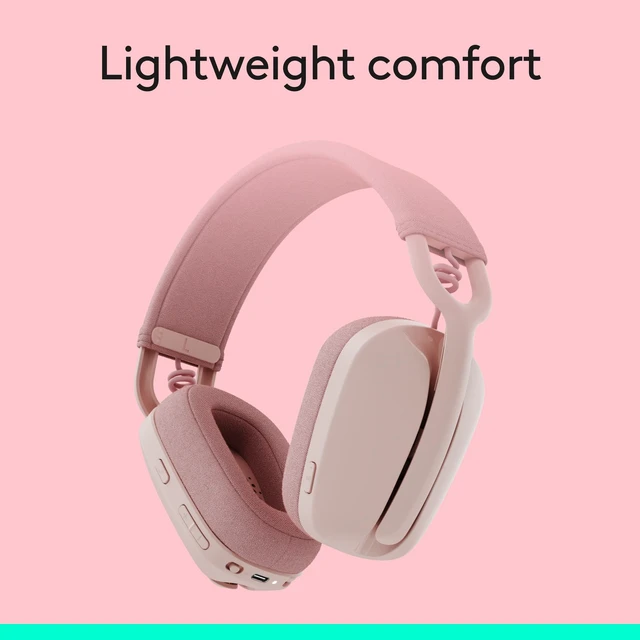 Alt view image 7 of 7 - Zone Vibe 100 Lightweight Wireless Over Ear Headphones - Rose Lightweight, over ear, multipoint Bluetooth, works with Teams, Google Meet, Zoom, Mac/PC, noise canceling microphone