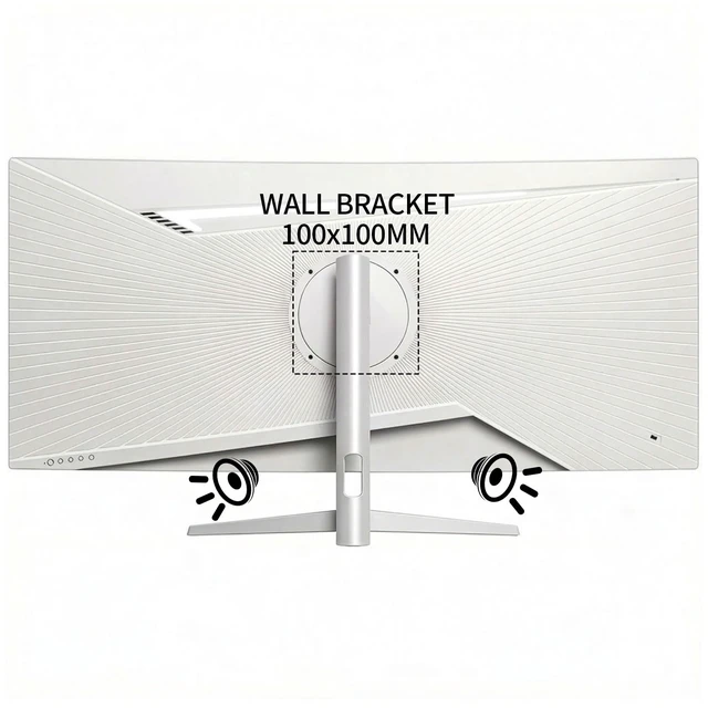 Alt view image 3 of 7 - 34 Inch Ultrawide Curved Monitor Built in Speakers 4K Gaming Computer Monitor 100Hz, WQHD(3440x1440P) Curved 3800R 21:9 Ultra Wide PC Display, 130% sRGB, HDMI &DP, VESA Mount Compatible-White