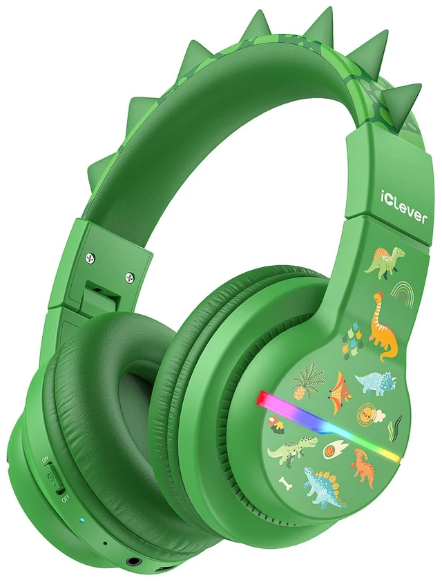 Main image of BTH12 Kids Bluetooth Headphones 85H Playtime with LED Lights Travel SafeSound Tech, Stereo Sound, USB C Charging AUX Cable Over Ear Built-in Mic, Kids Wireless Headphones for Toddler Boys Girls