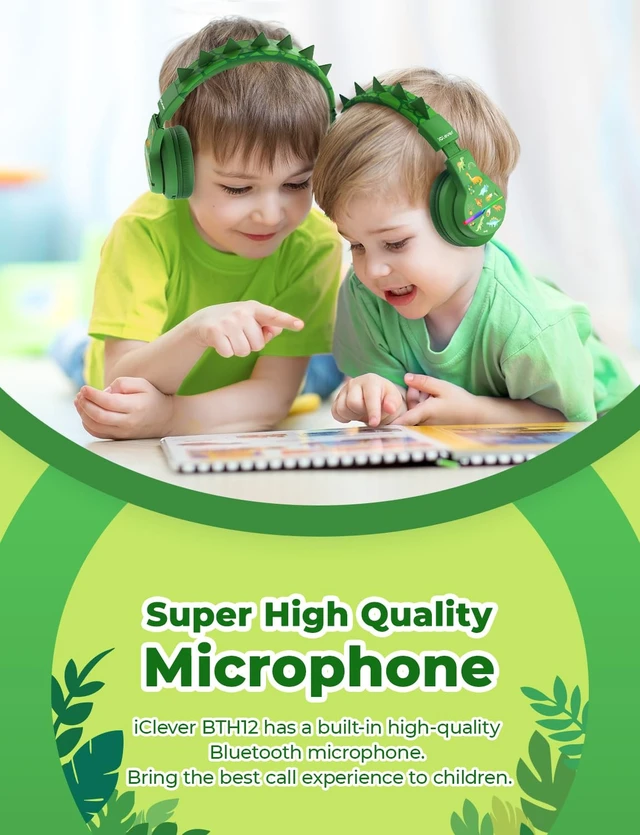 Alt view image 7 of 7 - BTH12 Kids Bluetooth Headphones 85H Playtime with LED Lights Travel SafeSound Tech, Stereo Sound, USB C Charging AUX Cable Over Ear Built-in Mic, Kids Wireless Headphones for Toddler Boys Girls