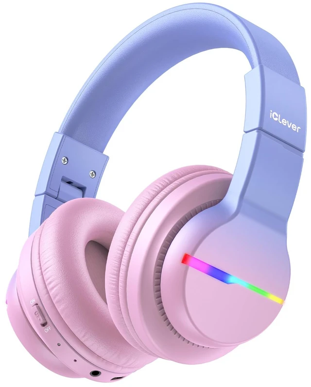 Main image of BTH12 Kids Bluetooth Headphones 85H Playtime with LED Lights Travel SafeSound Tech, Stereo Sound, USB C Charging AUX Cable Over Ear Built-in Mic, Kids Wireless Headphones for Toddler Boys Girls