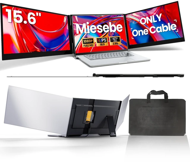 Main image of Laptop Screen Extender Triple Monitor, 15.6" FHD 1080P USB-C One Cable Plug n Play Portable Monitor for Laptops 13-17", 0.16" Ultra-Slim Travel Monitor for Mac/Win/Android (Driver Required)