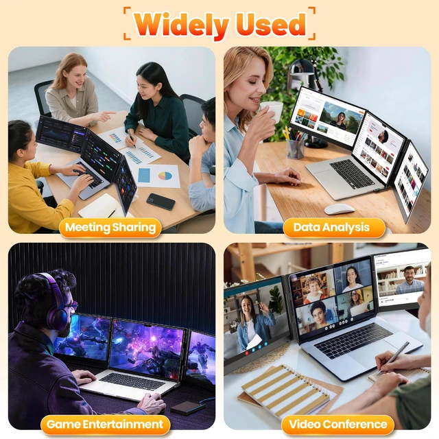 Alt view image 7 of 7 - Laptop Screen Extender Triple Monitor, 15.6" FHD 1080P USB-C One Cable Plug n Play Portable Monitor for Laptops 13-17", 0.16" Ultra-Slim Travel Monitor for Mac/Win/Android (Driver Required)
