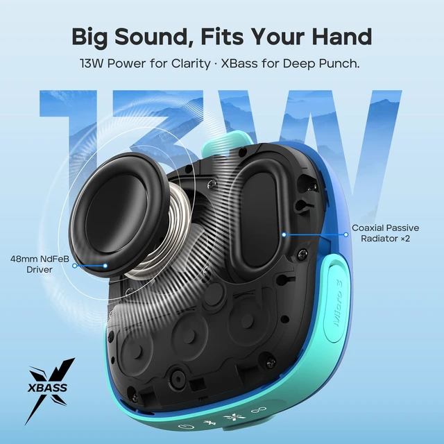 Alt view image 5 of 7 - StormBox Micro 3 Portable Bluetooth Speaker, 13W, IP68 Waterproof Bike Speaker, BT6.0, 24H Playtime, Magnetic & Strap, XBass, Custom EQ, Wireless, TWS Pairing, Outdoor, Home, Hiking, Blue