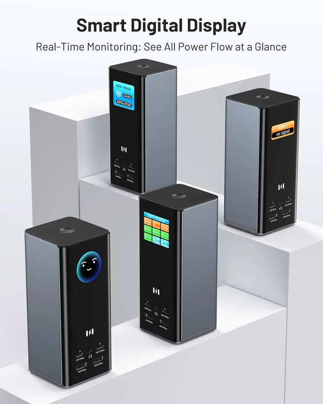 Alt view image 4 of 7 - Smart Display Docking Station 3 Monitors,150W PD for Mac(Driver Required) Triple 4K@60Hz,USB-C Dock 3 Displays,3HDMI+2DP,10Gbps USB,2.5G Ethernet & 150W PD, Working Status Display
