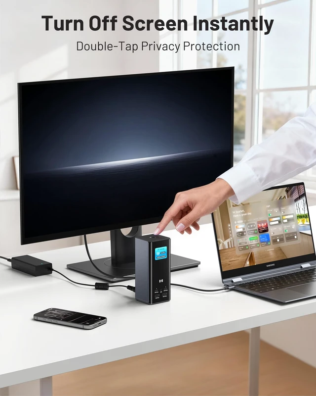 Alt view image 6 of 7 - Smart Display Docking Station 3 Monitors,150W PD for Mac(Driver Required) Triple 4K@60Hz,USB-C Dock 3 Displays,3HDMI+2DP,10Gbps USB,2.5G Ethernet & 150W PD, Working Status Display