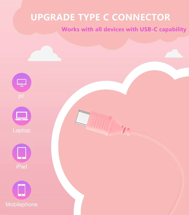 Alt view image 2 of 7 - Upgrade USB Type C Kids Headphone for School, 94dB Safe Volume Limited, HD Stereo Sound, Foldable Lightweight On-Ear Headphones for Boys/Girls/Students/Tablet/Travel(Light Pink)