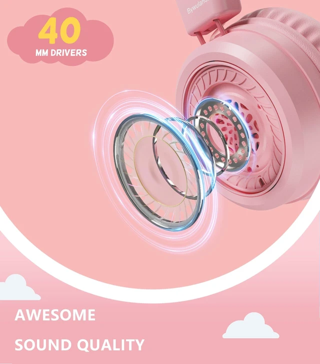 Alt view image 3 of 7 - Upgrade USB Type C Kids Headphone for School, 94dB Safe Volume Limited, HD Stereo Sound, Foldable Lightweight On-Ear Headphones for Boys/Girls/Students/Tablet/Travel(Light Pink)