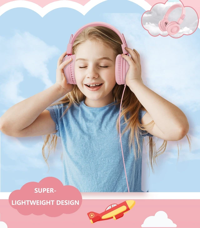 Alt view image 5 of 7 - Upgrade USB Type C Kids Headphone for School, 94dB Safe Volume Limited, HD Stereo Sound, Foldable Lightweight On-Ear Headphones for Boys/Girls/Students/Tablet/Travel(Light Pink)