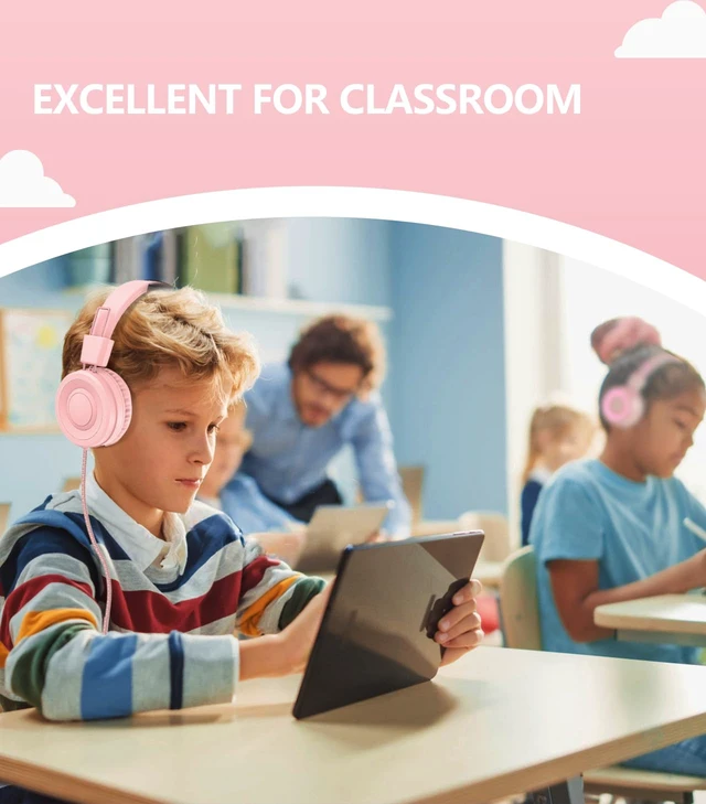 Alt view image 7 of 7 - Upgrade USB Type C Kids Headphone for School, 94dB Safe Volume Limited, HD Stereo Sound, Foldable Lightweight On-Ear Headphones for Boys/Girls/Students/Tablet/Travel(Light Pink)