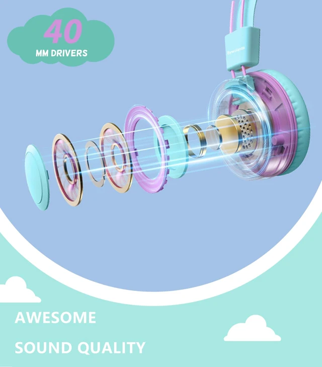 Alt view image 3 of 7 - Upgrade USB Type C Kids Headphone for School, 94dB Safe Volume Limited, HD Stereo Sound, Foldable Lightweight On-Ear Headphones for Boys/Girls/Students/Tablet/Travel(Mint Green)