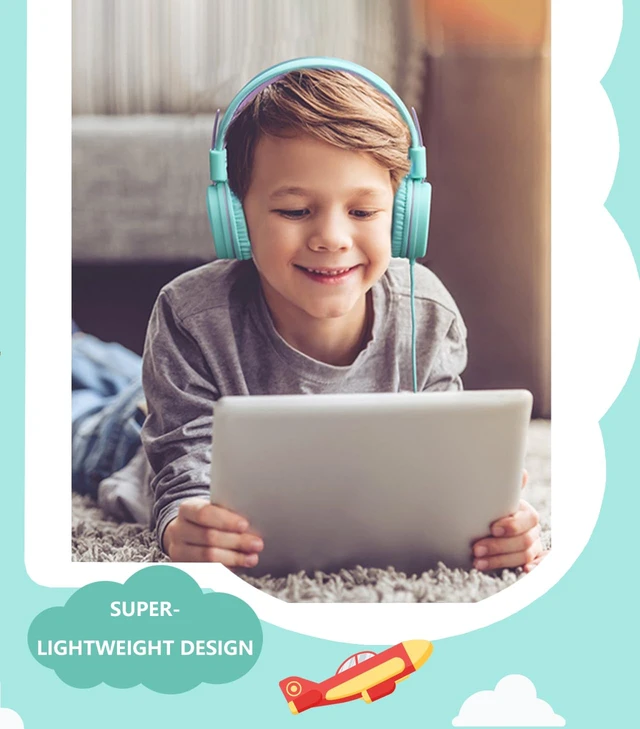 Alt view image 5 of 7 - Upgrade USB Type C Kids Headphone for School, 94dB Safe Volume Limited, HD Stereo Sound, Foldable Lightweight On-Ear Headphones for Boys/Girls/Students/Tablet/Travel(Mint Green)