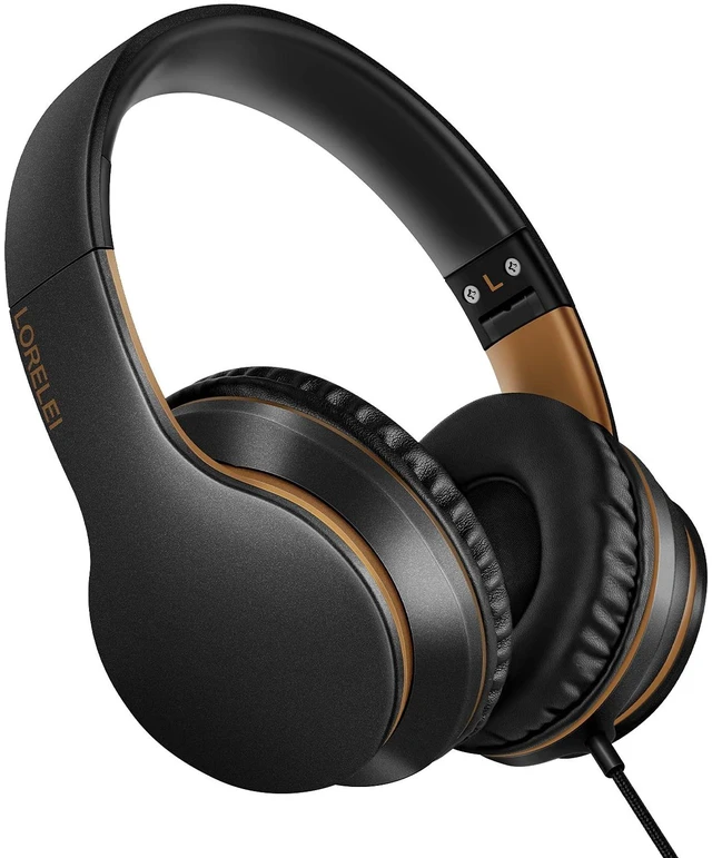 Main image of X6 Over-Ear Headphones With Microphone, Lightweight Foldable & Portable Stereo Bass With 1.45M No-Tangle Wired for Smartphone Tablet MP3/4 (Black-Gold)
