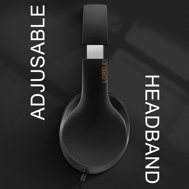 Alt view image 2 of 6 - X6 Over-Ear Headphones With Microphone, Lightweight Foldable & Portable Stereo Bass With 1.45M No-Tangle Wired for Smartphone Tablet MP3/4 (Black-Gold)