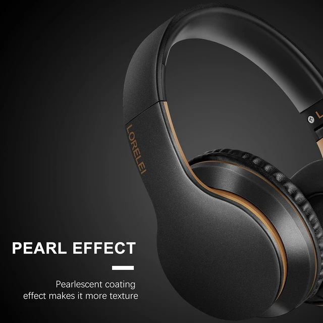 Alt view image 4 of 6 - X6 Over-Ear Headphones With Microphone, Lightweight Foldable & Portable Stereo Bass With 1.45M No-Tangle Wired for Smartphone Tablet MP3/4 (Black-Gold)