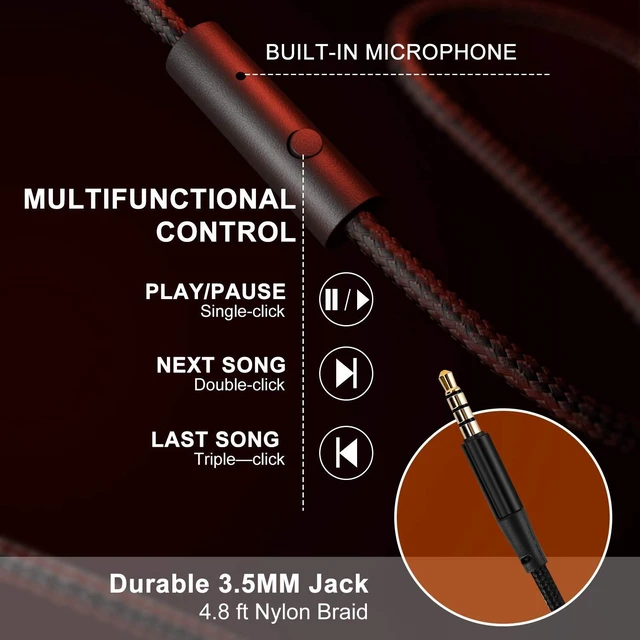 Alt view image 5 of 6 - X6 Over-Ear Headphones with Microphone, Lightweight Foldable & Portable Stereo Bass Headphones with 1.45M No-Tangle,Wired Headphones for Smartphone Tablet MP3 / 4 (Vitality Orange)