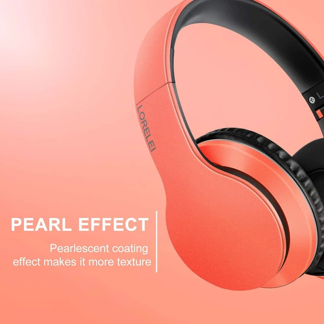 Alt view image 2 of 6 - X6 Over-Ear Headphones with Microphone, Lightweight Foldable & Portable Stereo Bass Headphones with 1.45M No-Tangle,Wired Headphones for Smartphone Tablet MP3 / 4 (Vitality Orange)