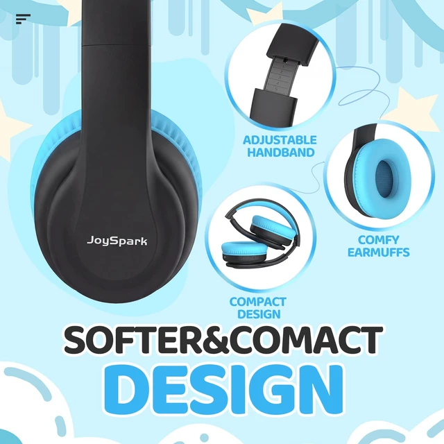 Alt view image 3 of 7 - Kids Bluetooth Headphones Over-Ear, 60Hrs, Built-in Mic-Black Blue 85/94dB Volume Limited, Bluetooth 5.3, Stereo Sound, Lightweight Wireless Headphones for Kids Toddler Travel School