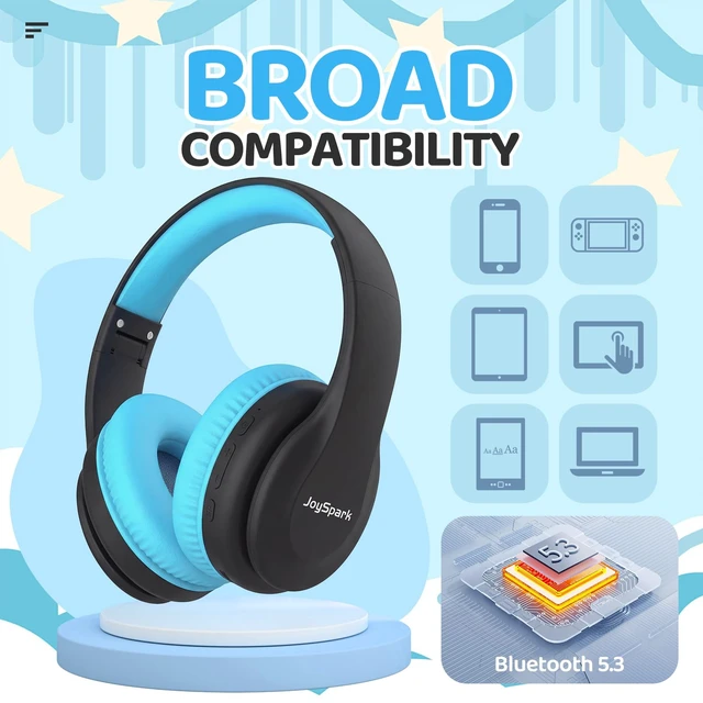 Alt view image 5 of 7 - Kids Bluetooth Headphones Over-Ear, 60Hrs, Built-in Mic-Black Blue 85/94dB Volume Limited, Bluetooth 5.3, Stereo Sound, Lightweight Wireless Headphones for Kids Toddler Travel School