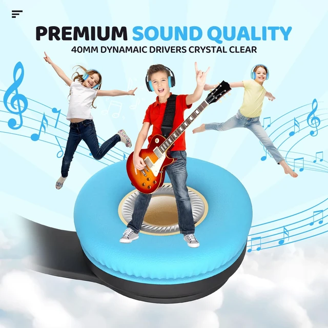Alt view image 7 of 7 - Kids Bluetooth Headphones Over-Ear, 60Hrs, Built-in Mic-Black Blue 85/94dB Volume Limited, Bluetooth 5.3, Stereo Sound, Lightweight Wireless Headphones for Kids Toddler Travel School