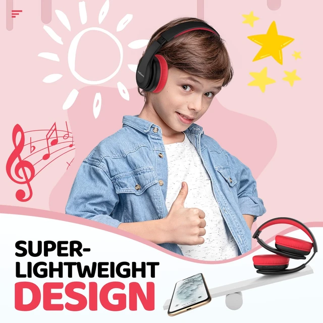 Alt view image 6 of 7 - Kids Bluetooth Headphones Over-Ear, 60Hrs, Built-in Mic-Black 85/94dB Volume Limited, Bluetooth 5.3, Stereo Sound, Lightweight Kids Wireless Headphones for Kids Toddler Travel School