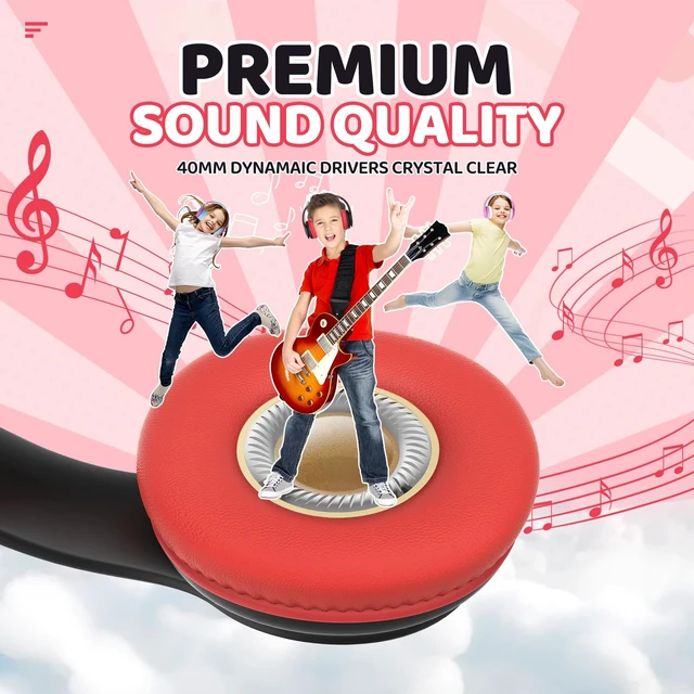 Alt view image 7 of 7 - Kids Bluetooth Headphones Over-Ear, 60Hrs, Built-in Mic-Black 85/94dB Volume Limited, Bluetooth 5.3, Stereo Sound, Lightweight Kids Wireless Headphones for Kids Toddler Travel School