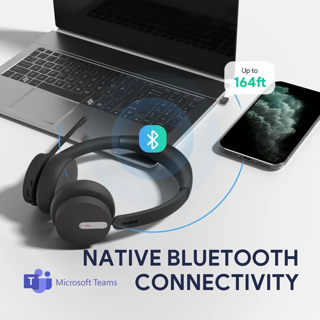 Alt view image 2 of 7 - BH70 Dual Wireless Headset with Mic for Work, Bluetooth Headphone with Teams Certification, up to 35h Talk Time, 147g All-Day Wearing Comfort, Include USB-C/A Dongle & BHC70 Charging Stand