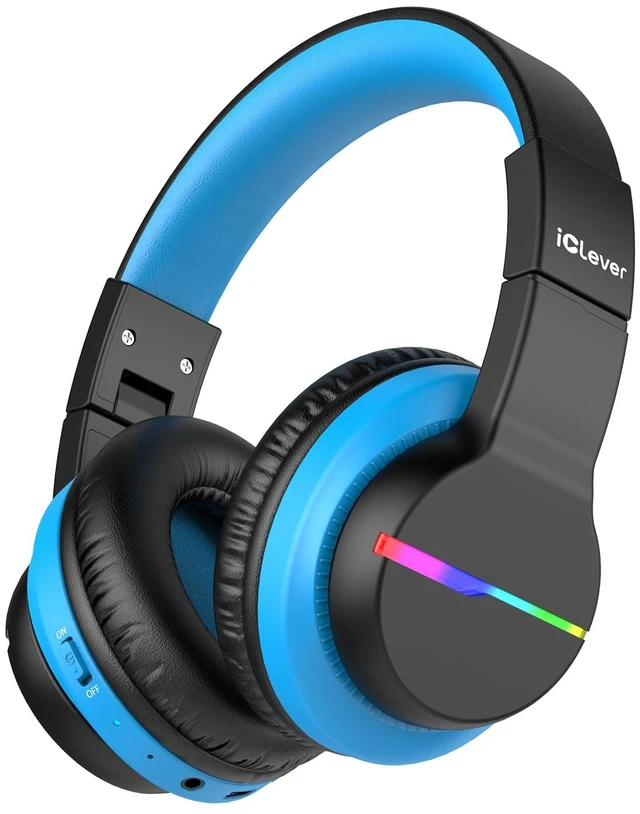 Main image of BTH12 Kids Bluetooth Headphones 85H Playtime with LED Lights Travel SafeSound Tech, Stereo Sound, USB C Charging AUX Cable Over Ear Built-in Mic, Kids Wireless Headphones for Toddler Boys Girls