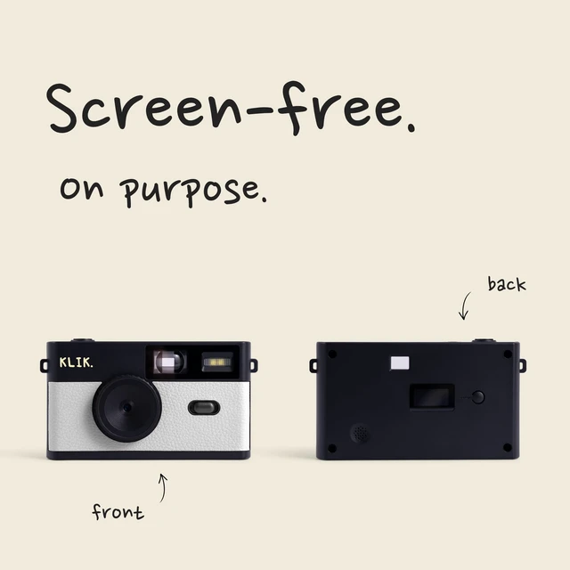 Alt view image 3 of 7 - Screen-Free Digital Camera Stay Present & Capture Retro Photos 3 Vintage Film-Style Filters, 500 Shots Per Charge, Built-in Flash, USB-C Photo Transfer, Rechargeable (White)